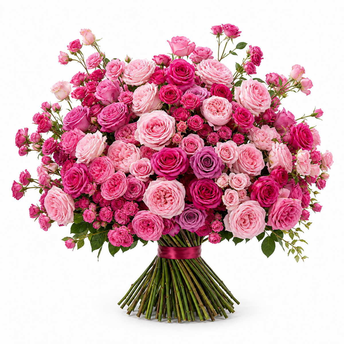 Opulenter Premium-Rosenstrauß „Rosige Träumerei“ in Rosa, Pink, Fuchsia und Mauve